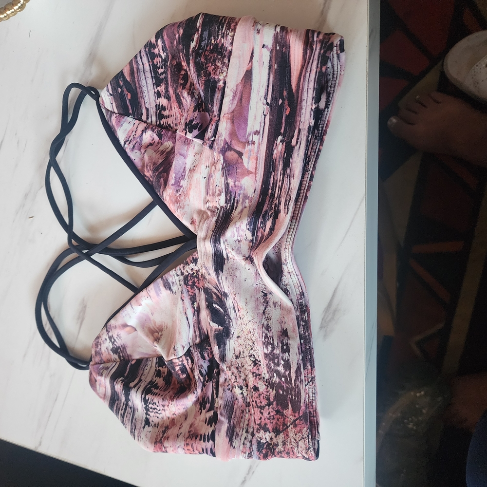 Pink and Black Strappy Sports Bra Lululemon
